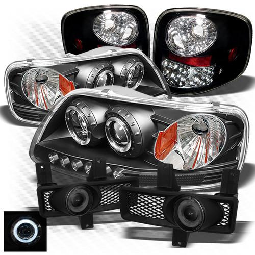 Purchase 9798 F150 Flareside Blk 1pc Headlights + LED Tail Lights