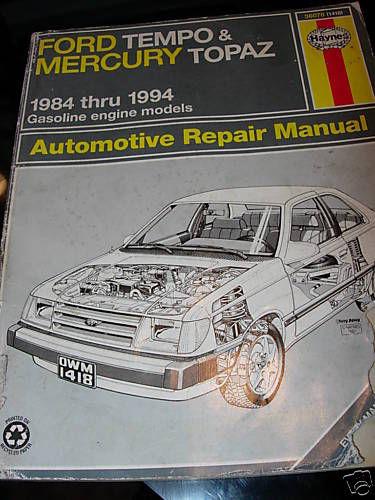 Ford tempo mercury topaz service repair manual 84-94 automotive guide book 1994