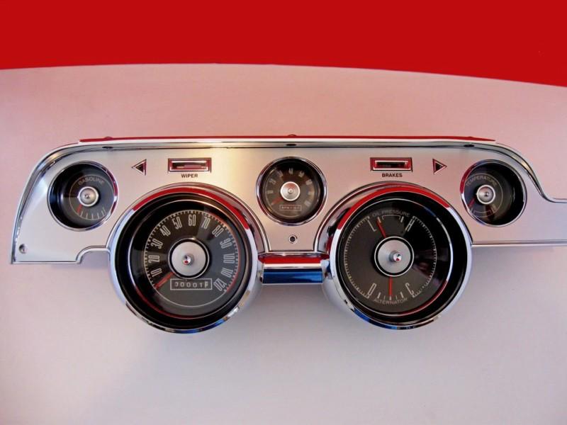 1967  mustang gauge cluster with 8k  tachometer -  restored  !!  instrument tach