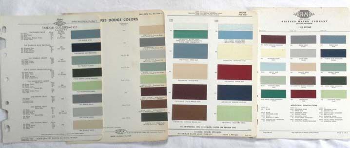 1953 dodge r-m acme dupont  color paint chip charts  all models original mopar 