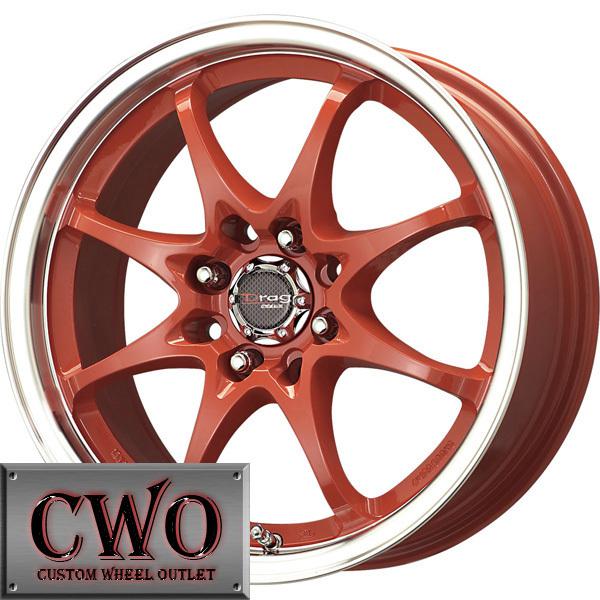 15 red drag dr-9 wheels rims 4x100/4x114.3 4 lug civic integra versa mini g5 xb