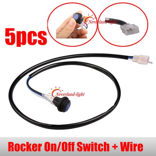 5pcs 12v 20a on/off blue led round rocker spst toggle switch car boat with wire