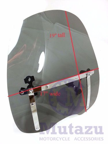 Universal tinted windshield wind shield fit all cruisers with 7/8&#034; 1&#034; handle bar