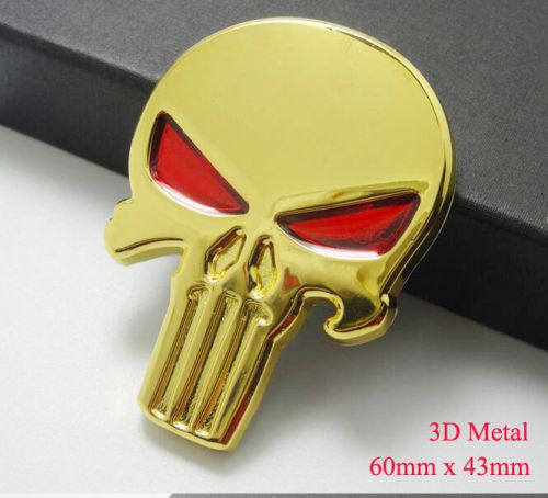Gold metal 3d punisher skull motor mt tank fairing emblem badge decal sticker 1x
