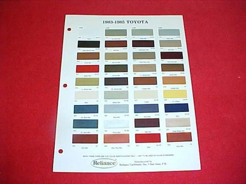 1983 1984 1985 toyota exterior paint chips color chart guide brochure 83 84 85