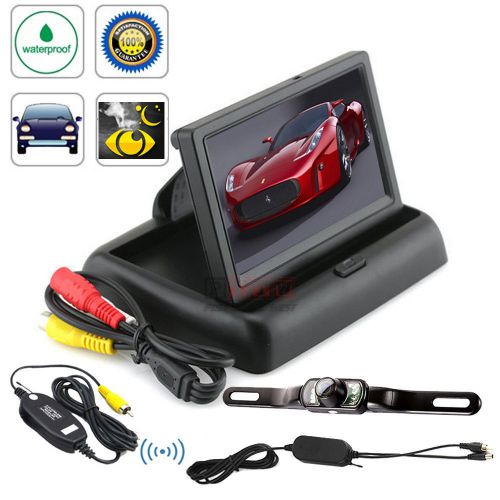 Car rear view system wireless backup camera night vision + 4.3&#034; tft lcd monitor