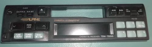 Alpine am-fm cassette receiver detachable faceplate tdm-7526s