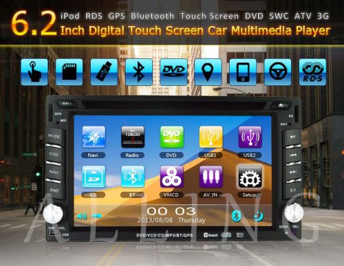 Gps navigation  6.2" bluetooth auto radio 2 din dvd usb/sd mp3 touch screen tv