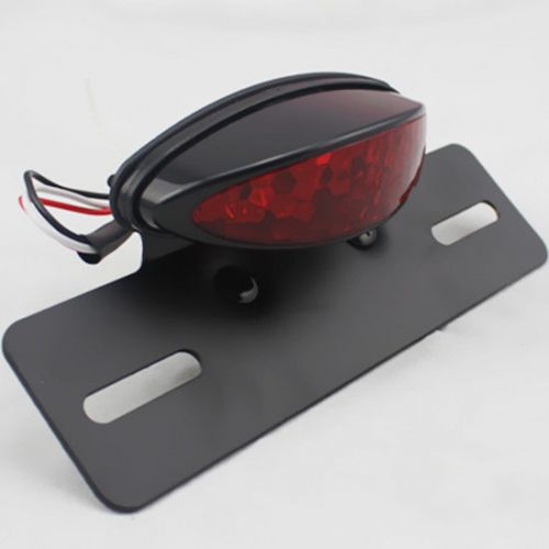 Motorcycle black 12v integrated led light tail brake license plate mount holder