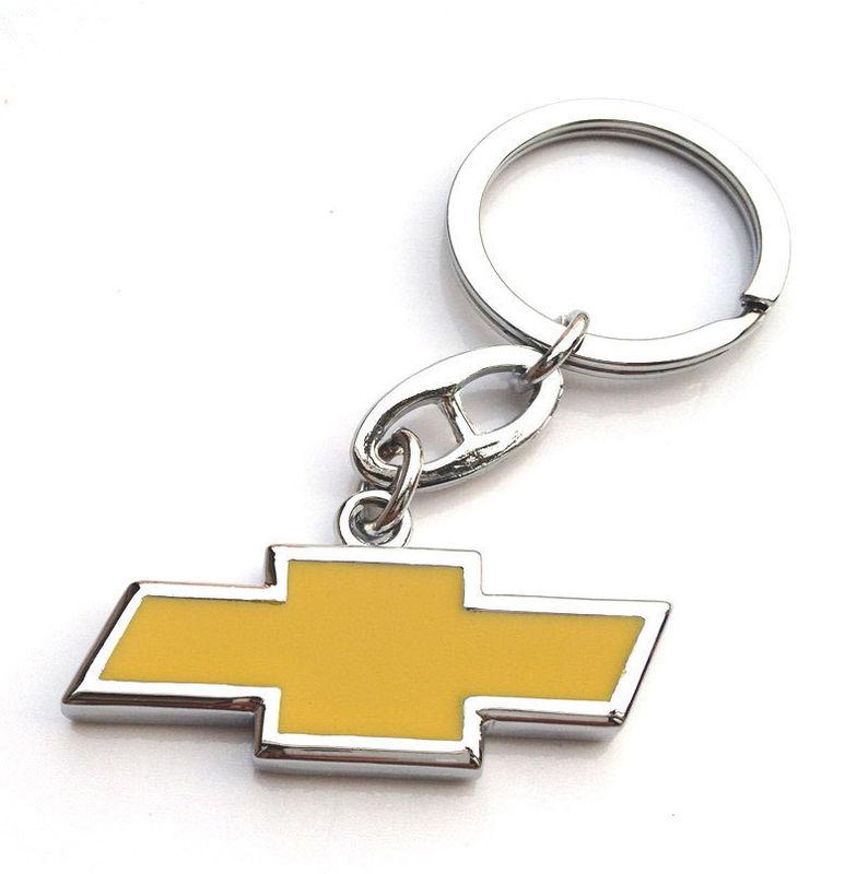 New 3d chrome plate keyrings key fob chains car logo double sided fit chevrolet
