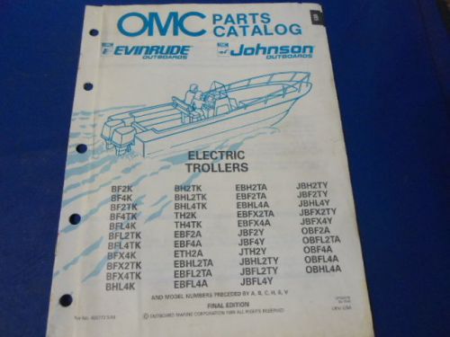 1990 omc evinrude/johnson parts catalog, electric trollers models