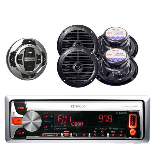 Kenwood marine bluetooth cd mp3 usb radio w/ 4x 6.5&#034; speakers and wired remote