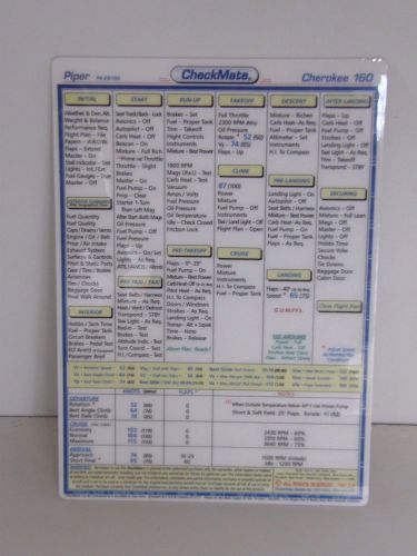 Piper cherokee pa-28-160 check list laminated pilot's quick reference card