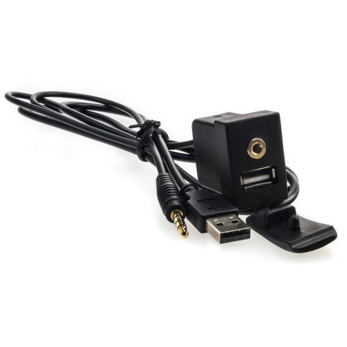 Usb, 3.5 mm jack chassis connector adapter cable aux in car extension