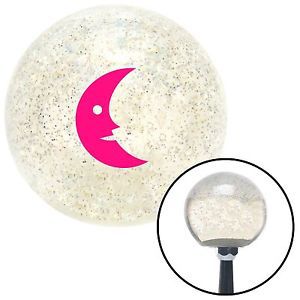 Pink crescent moon clear metal flake shift knob with m16 x 1.5 insertgear