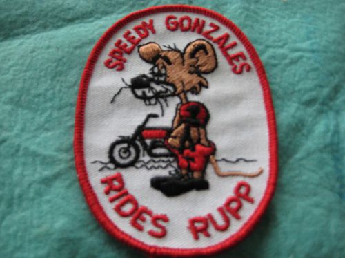 Vintage speedy gonzales rides rupp motorcycle racing patch 3 1/8"x4 3/8"