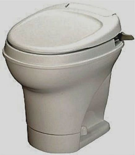 Thetford 31676 aqua-magic v toilet high hand flush water save parchment w/ spray