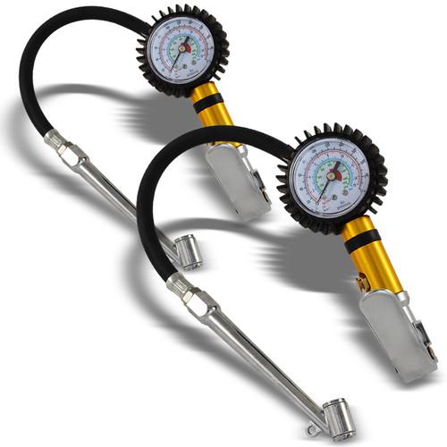 (2 sets) air tire inflator tool w/ dual chuck 220psi max dial gauge automotive