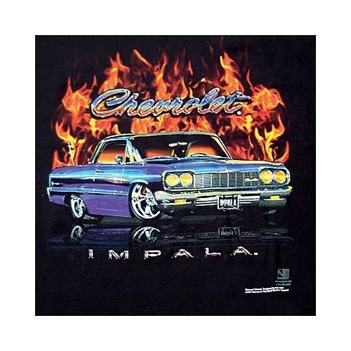 Ghh t-shirt short sleeve cotton chevrolet impala black men's x-lg each