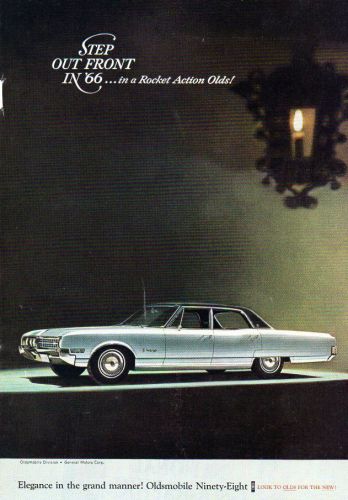 Vintage original  1966 oldsmobile  ninty  eight  sedan -  6 1/2 &#034; x  10 &#034; ad
