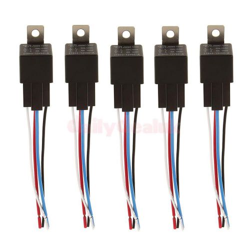 Pack of 5 12v 40a 4pin automobile relay with fuse spst socket security