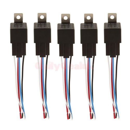 Pack of 5 12v 40a 4pin automobile relay with fuse spst socket security