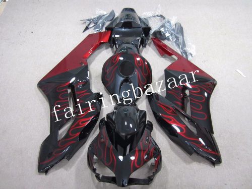 Black red flame abs injection bodywork fairing kit for honda cbr1000rr 2004 2005