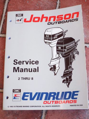 Omc johnson/evinrude outboards boat motor service repair manual 2 thru 8 new