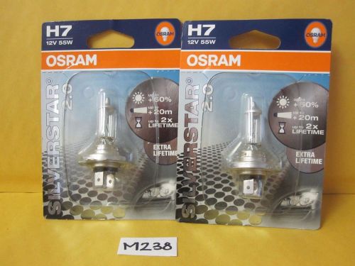 Two (2) h7 silverstar 2.0 +60% osram 64210sv2 halogen 55w 12v px26d headlights