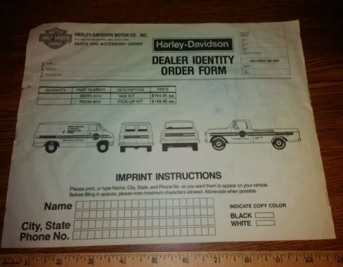 Harley-davidson dealer identity order form