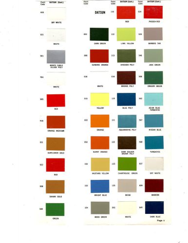 1959 1960 1961 1962 1963 1964 1965 1966 1967 to 1975 datsun paint chips 73msac 4