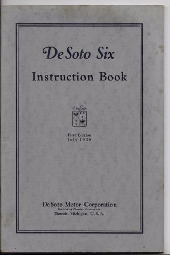 1928 desoto six original owners manual near mint