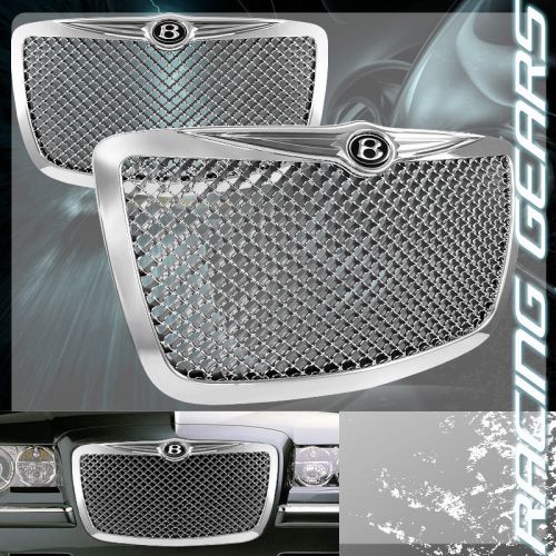 For 05-10 chrysler 300 300c front chrome mesh hood bumper grille grill + b logo