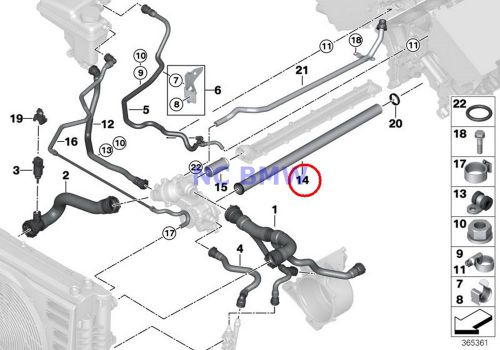 Bmw genuine cooling system supply line coolant pipe e65 e66 f02 f02n rr1 rr1n rr