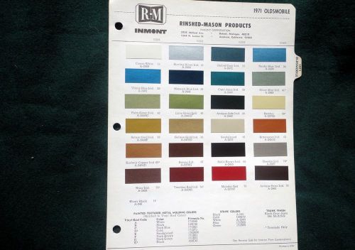 1971 oldsmobile  rinshed mason automotive color chips chart  scheme brochure