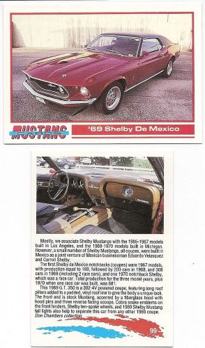 1969 shelby de mexico      collector card  2 1/2&#034;x3 1/2&#034;