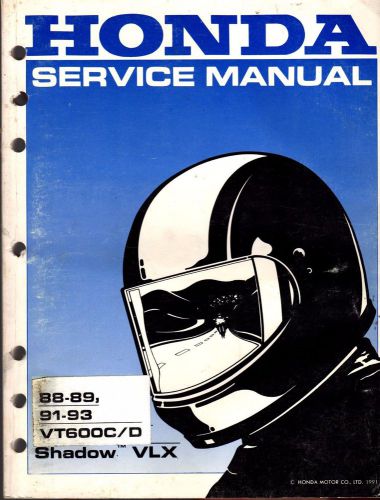 1988-1989 &amp; 1991-1993 honda motorcycle vt600c/d shadow vlx service manual (722)