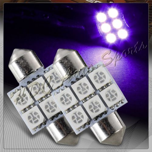 2x 31mm 6 smd purple led festoon dome map glove box trunk replacement light bulb