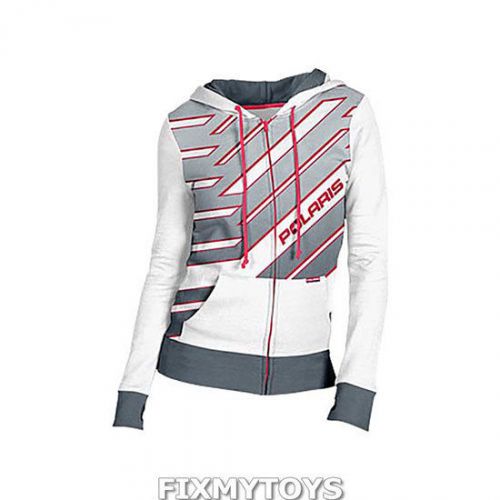 Oem polaris women's white &amp; gray rimfrost hoodie hoody sweatshirt size s-3xl