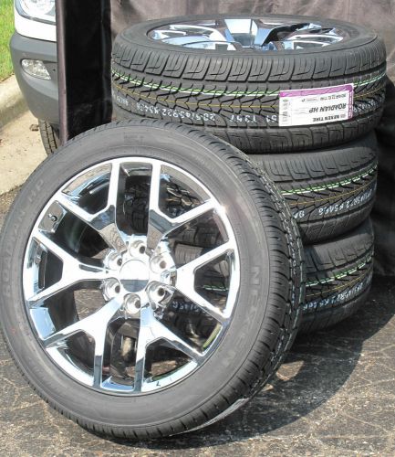22&#034; new gmc yukon sierra factory style chrome wheels 2854522 nexen tires 5656