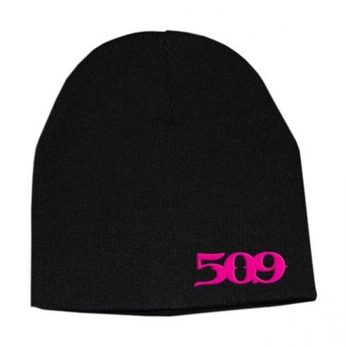 509 evolution black with pink logo beanie hat cap - one size - new - great gift!