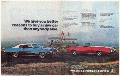 Original 1971 buick gs &amp; skylark custom magazine advertisement 13&#034; x 20&#034;