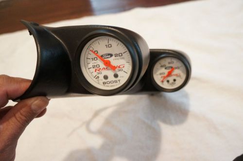Ford racing boost and fuel pressure guage on dual pillar for ford mustang