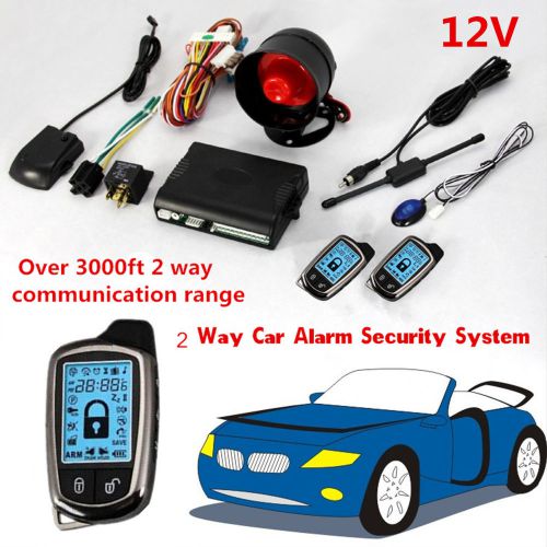 Universal 2 way car alarm security system w/ super long keyless distance control