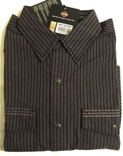 Harley davidson mens black striped shirt 96078-16vt, tall medium - new