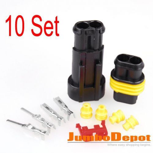 10x 2 pin way sealed waterproof electrical wire connector set for car motorcycle