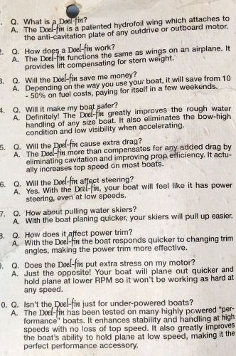 Doelcher DOEL-FIN Boat Hydrofoil Stabilizer Fits all Outboards/Outdrives US-Made, US $40.00, image 6