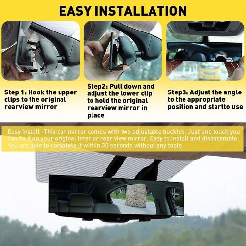 Universal 240mm interior rear view wide angle convex clear rearview mirror new