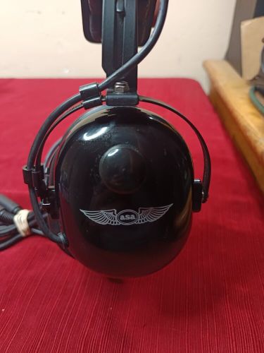 Asa pilot headset dual plug airplane aviation aircraft headphones - tested works