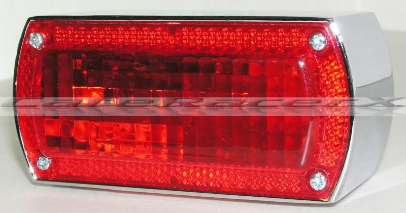 Chrome box taillight brake light harley chopper cafe racer brat bike bagger